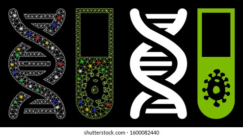 Glossy mesh hitech microbiology icon with glare effect. Abstract illuminated model of hitech microbiology. Shiny wire frame polygonal mesh hitech microbiology icon.