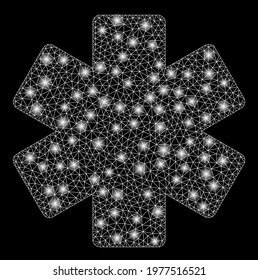 Glossy mesh multiply math operation with glow effect. Abstract illuminated model of multiply math operation icon. Shiny wire frame polygonal mesh multiply math operation.