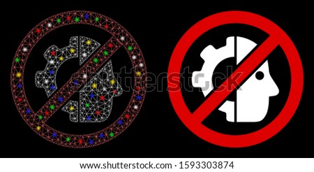 Glossy mesh np cyborgs icon with sparkle effect. Abstract illuminated model of np cyborgs. Shiny wire frame polygonal mesh np cyborgs icon. Vector abstraction on a black background.