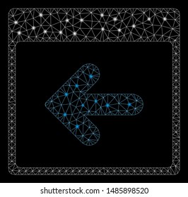 Glossy mesh previous calendar day with glare effect. Abstract illuminated model of previous calendar day icon. Shiny wire frame polygonal mesh previous calendar day.
