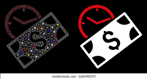 Glossy mesh rent recurring payment icon with glare effect. Abstract illuminated model of rent recurring payment. Shiny wire frame polygonal mesh rent recurring payment icon.