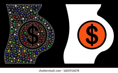 Glossy mesh surrogacy icon with glow effect. Abstract illuminated model of surrogacy. Shiny wire frame polygonal mesh surrogacy icon. Vector abstraction on a black background.