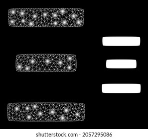 Glossy mesh vector Xi Greek symbol with glare effect. White mesh, flash spots on a black background with Xi Greek symbol icon. Mesh and glare elements are placed on different layers.