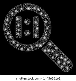 Glossy mesh zoom actual size with glitter effect. Abstract illuminated model of zoom actual size icon. Shiny wire frame polygonal mesh zoom actual size. Vector abstraction on a black background.