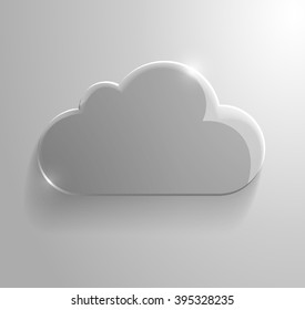Glossy metal cloud icon with light and shadow. Vector illustration