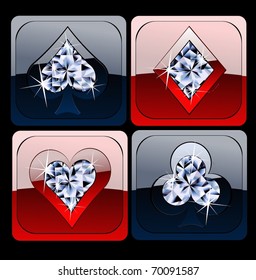 Glossy Metal & Diamond Red & Blue Card Game Signs