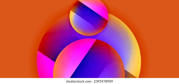 Glossy metal glowing circles geometric background. Minimal abstract composition. Vector illustration For Wallpaper, Banner, Background, Card, Book Illustration, landing page