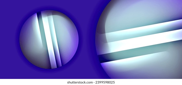 Glossy metal glowing circles geometric background. Minimal abstract composition. Vector illustration For Wallpaper, Banner, Background, Card, Book Illustration, landing page