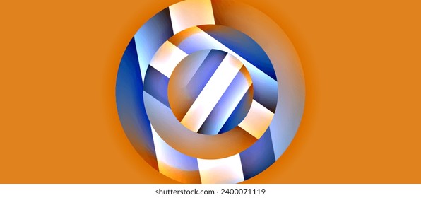 Glossy metal glowing circles geometric background. Minimal abstract composition. Vector illustration For Wallpaper, Banner, Background, Card, Book Illustration, landing page