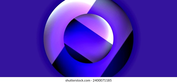 Glossy metal glowing circles geometric background. Minimal abstract composition. Vector illustration For Wallpaper, Banner, Background, Card, Book Illustration, landing page