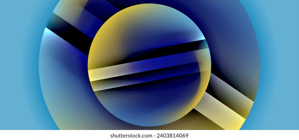 Glossy metal glowing circles geometric background. Minimal abstract composition. Vector illustration For Wallpaper, Banner, Background, Card, Book Illustration, landing page