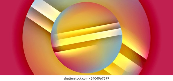 Glossy metal glowing circles geometric background. Minimal abstract composition. Vector illustration For Wallpaper, Banner, Background, Card, Book Illustration, landing page