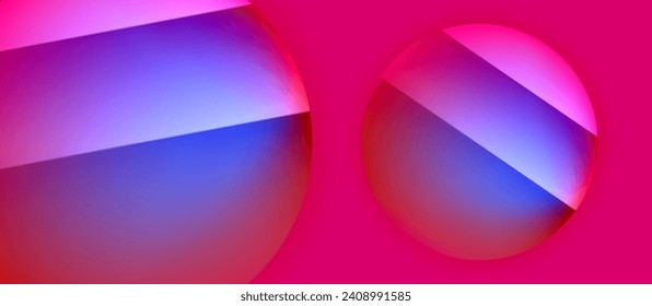 Glossy metal glowing circles geometric background. Minimal abstract composition. Vector illustration For Wallpaper, Banner, Background, Card, Book Illustration, landing page