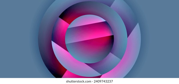 Glossy metal glowing circles geometric background. Minimal abstract composition. Vector illustration For Wallpaper, Banner, Background, Card, Book Illustration, landing page