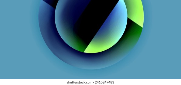 Glossy metal glowing circles geometric background. Minimal abstract composition. Vector illustration For Wallpaper, Banner, Background, Card, Book Illustration, landing page