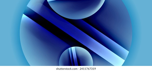 Glossy metal glowing circles geometric background. Minimal abstract composition. Vector illustration For Wallpaper, Banner, Background, Card, Book Illustration, landing page