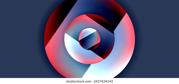 Glossy metal glowing circles geometric background. Minimal abstract composition. Vector illustration For Wallpaper, Banner, Background, Card, Book Illustration, landing page
