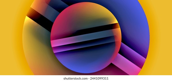 Glossy metal glowing circles geometric background. Minimal abstract composition. Vector illustration For Wallpaper, Banner, Background, Card, Book Illustration, landing page