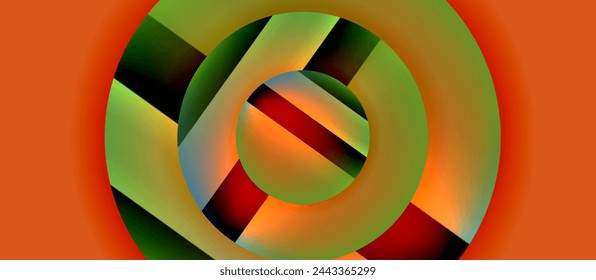 Glossy metal glowing circles geometric background. Minimal abstract composition. Vector illustration For Wallpaper, Banner, Background, Card, Book Illustration, landing page