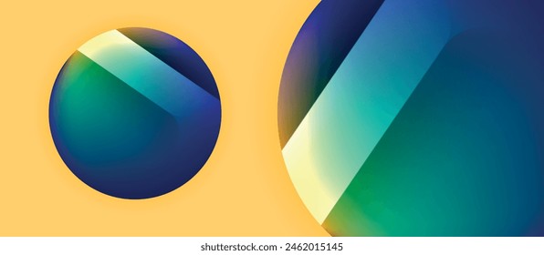 Glossy metal glowing circles geometric background. Minimal abstract composition. Vector illustration For Wallpaper, Banner, Background, Card, Book Illustration, landing page