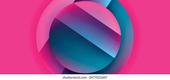 Glossy metal glowing circles geometric background. Minimal abstract composition. Vector illustration For Wallpaper, Banner, Background, Card, Book Illustration, landing page