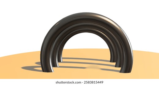 glossy metal gold black metal circle