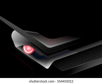 Glossy metal techno scene vector abstract background