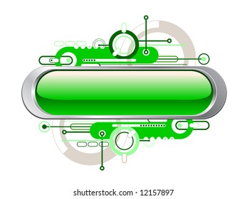Glossy Metal Technology Text Button Banner - Vector