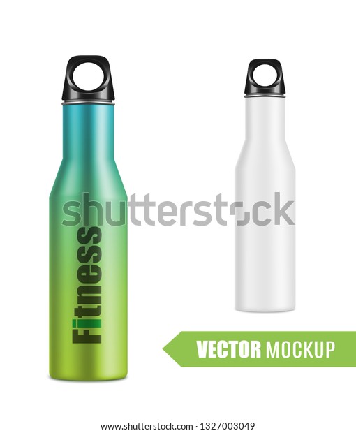 Download Glossy Metal Water Bottle Photorealistic Packaging Stock Vector Royalty Free 1327003049