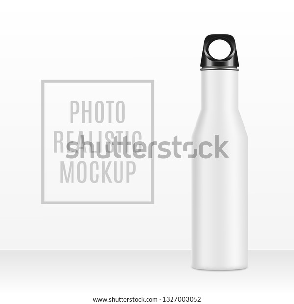 Download Glossy Metal Water Bottle Photorealistic Packaging Stock Vector Royalty Free 1327003052