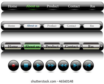 glossy and metal web buttons, player buttons