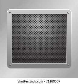Glossy metallic plaque on a textured background. Vector illustration