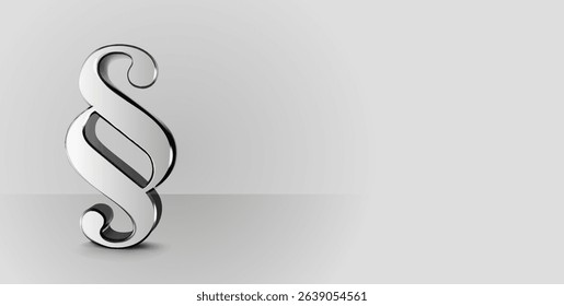 Glossy Metallic Section Sign Representing Legal and Law Concepts with Minimalist Design. Vector illustration