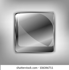 Glossy metallic shiny label on white background with shadow