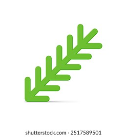 Glossy minimalistic green tree branch with sticks decorative design 3d realistic vector illustration. Bright shiny glass or metallic wooden part Christmas decor Xmas spruce toy for holiday celebration