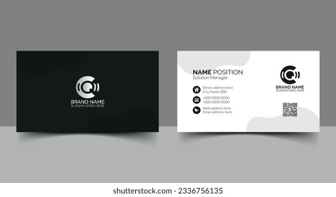 Glossy modern corporate business card template design with mockup