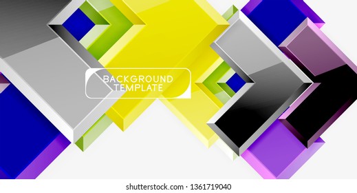 Glossy modern geometric background, abstract arrows composition. Vector