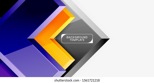 Glossy modern geometric background, abstract arrows composition. Vector
