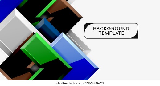 Glossy, zeitgenössischer geometrischer Hintergrund, abstrakte Pfeilzusammensetzung. Vektorgrafik