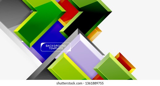 Glossy modern geometric background, abstract arrows composition. Vector