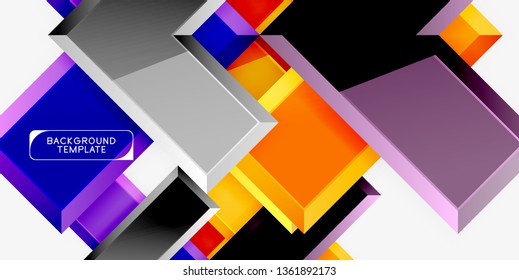 Glossy modern geometric background, abstract arrows composition. Vector