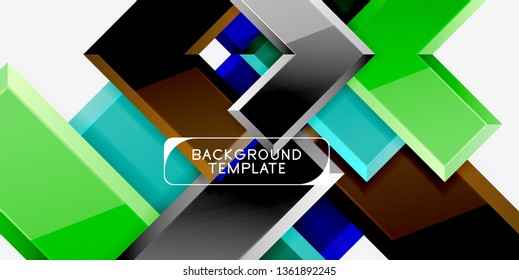 Glossy modern geometric background, abstract arrows composition. Vector