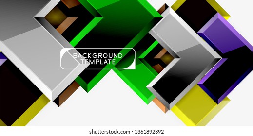 Glossy, zeitgenössischer geometrischer Hintergrund, abstrakte Pfeilzusammensetzung. Vektorgrafik