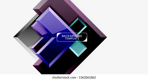 Glossy modern geometric background, abstract arrows composition. Vector