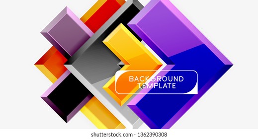 Glossy modern geometric background, abstract arrows composition. Vector