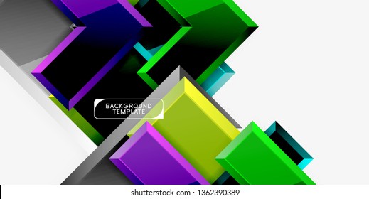 Glossy modern geometric background, abstract arrows composition. Vector