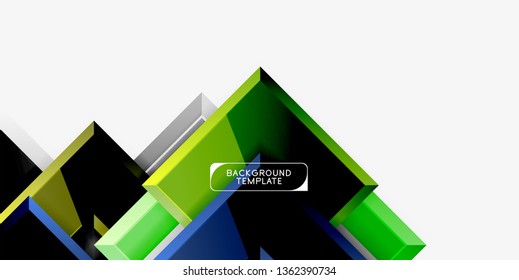 Glossy modern geometric background, abstract arrows composition. Vector