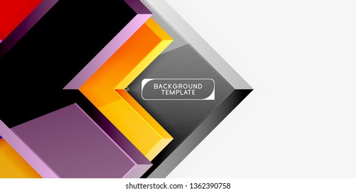Glossy modern geometric background, abstract arrows composition. Vector