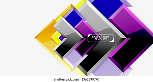 Glossy modern geometric background, abstract arrows composition. Vector