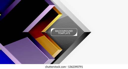 Glossy modern geometric background, abstract arrows composition. Vector